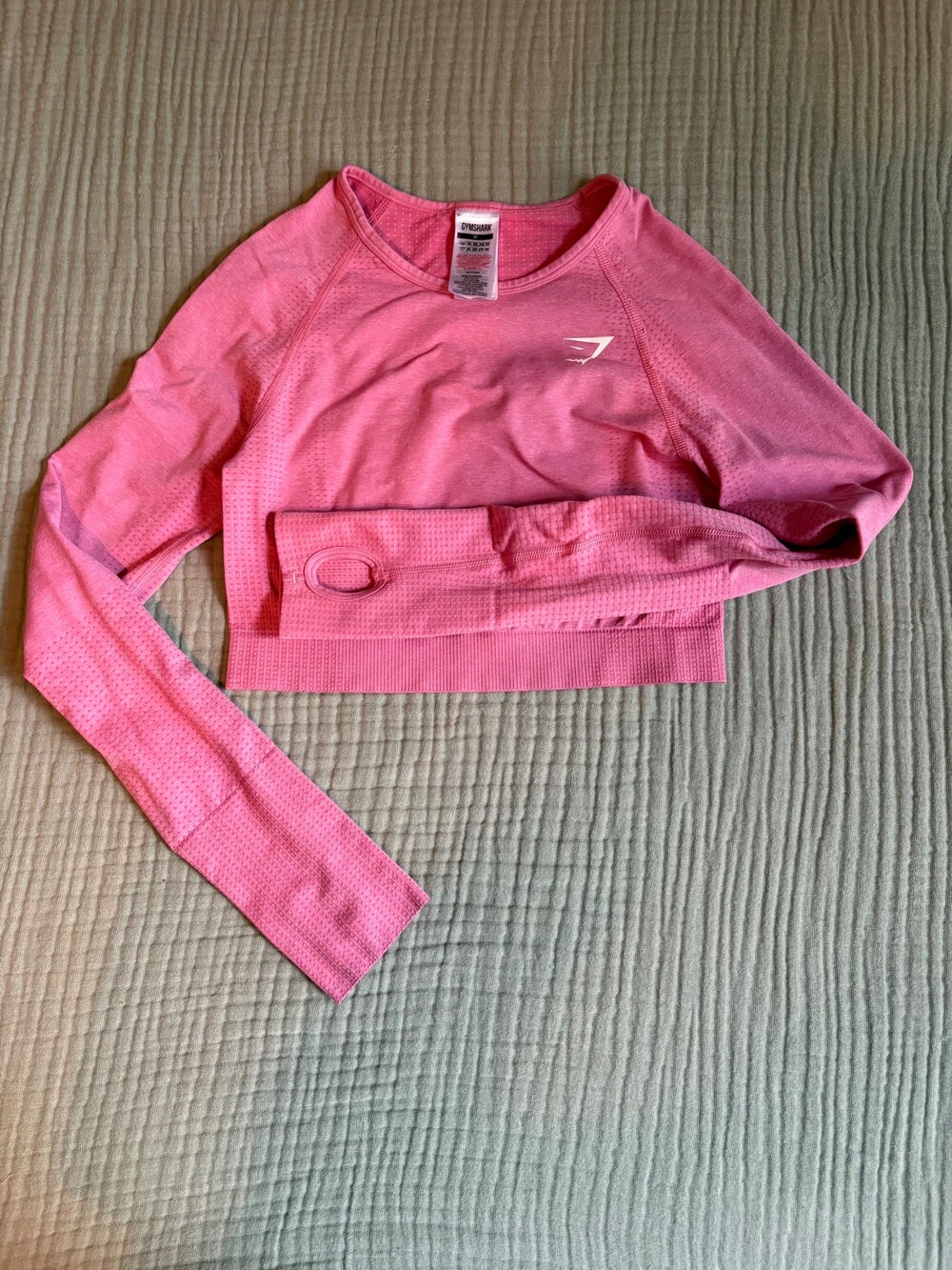 Gymshark Pink Nylon Elastane Long Sleeve Top Size M Seamless Workout